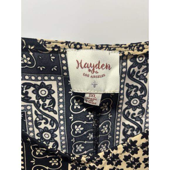 Hayden Los Angeles Tank Top Patchwork Print Black Cream Plus Size 1X - Picture 3 of 5